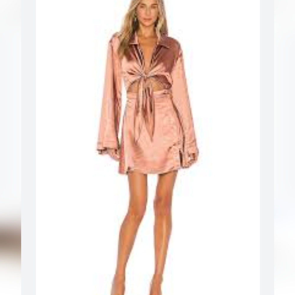 ❤️ NWT! L'ACADEMIE PHILLIPA SATIN MINI DRESS IN COPPER, MEDIUM